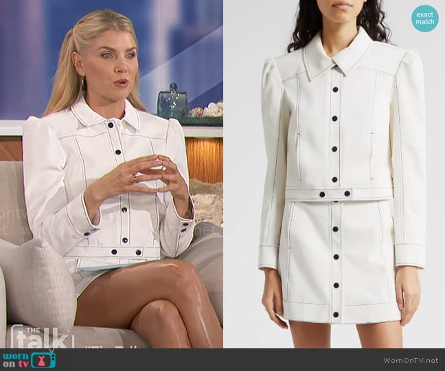 Cinq a Sept Ciara Topstitch Detail Jacket worn by Amanda Kloots on The Talk