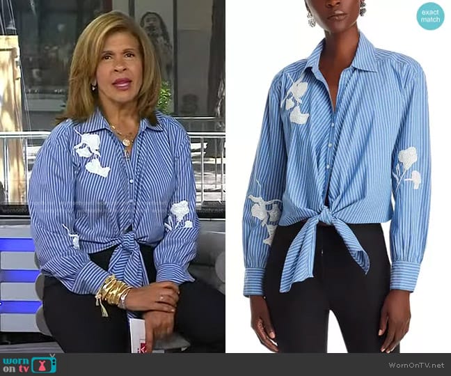 Cinq a Sept Lya Stripe Marianna Front-Tie Top worn by Hoda Kotb on Today