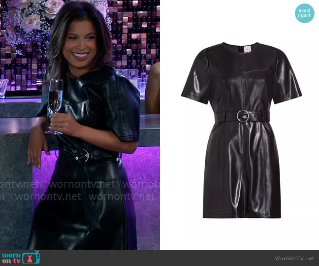 Cinq a Sept Siv Faux Leather Belted Minidress worn by Alison 'Blaze' Rogers (Jacqueline Grace Lopez) on General Hospital