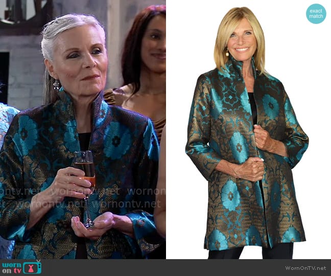 Connie Roberson Rita Medallion Jacket worn by Tracy Quartermaine (Jane Elliot) on General Hospital