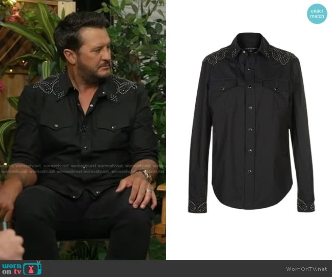 Cout de La Liberte Stevie Embellished Cotton Poplin Western Shirt worn by Luke Bryan on Good Morning America