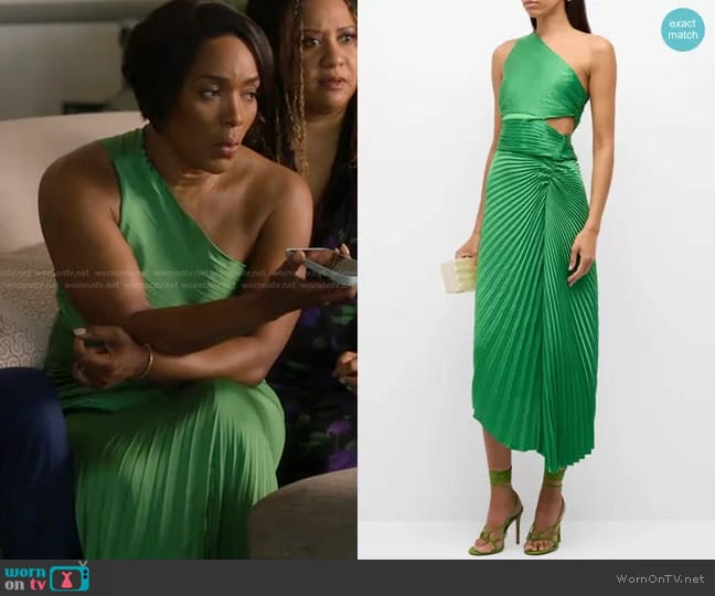  Dahlia Dress in Basil By A.L.C. worn by Athena Grant (Angela Bassett) on 9-1-1