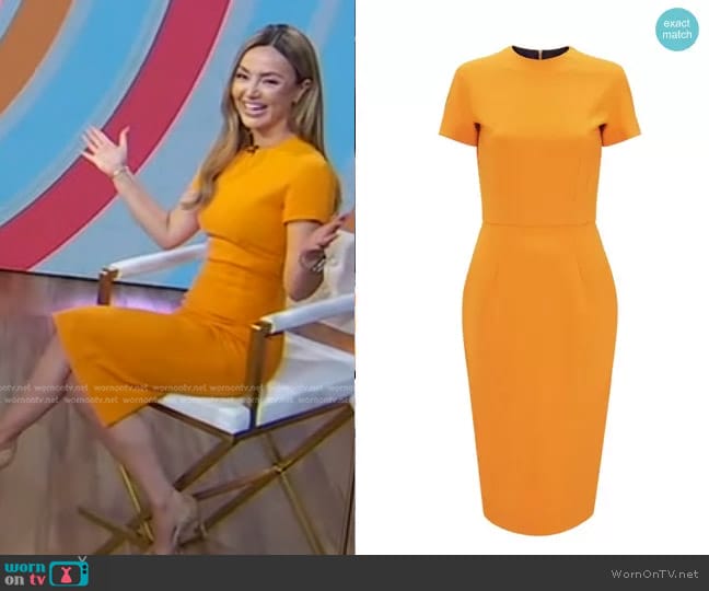 Victoria Beckham Darted Sheath Dress in Mandarin worn by Nicole Lapin on Good Morning America