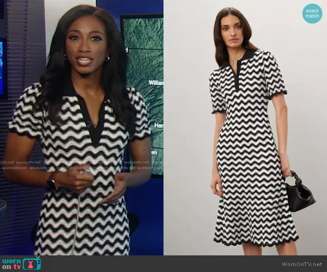 Derek Lam Collective Wavy Stripe Knit Dress worn by Brittany Bell on Good Morning America