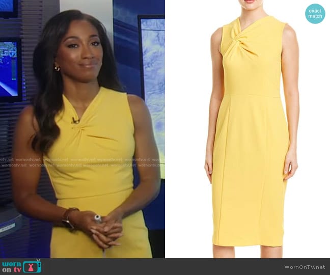 WornOnTV: Brittany Bell’s yellow knotted neckline dress on Good Morning ...