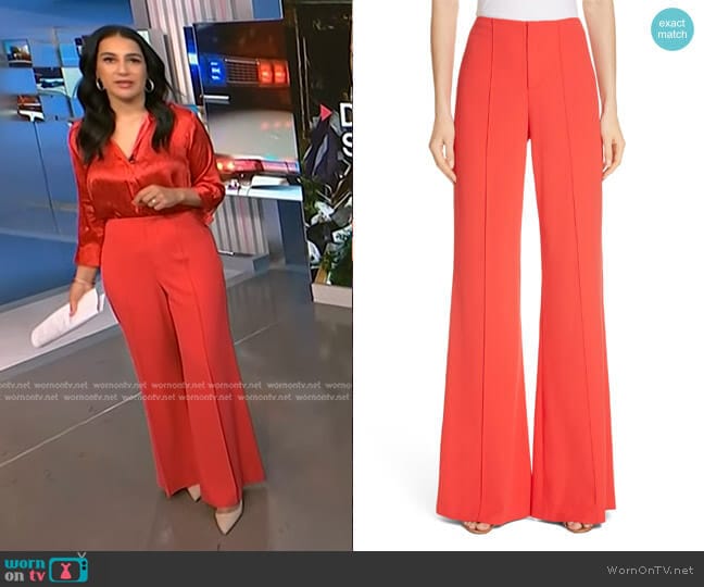 Alice + Olivia Dylan Wide Leg Pants worn by Morgan Radford on NBC News Daily