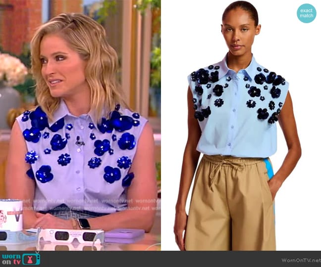 Essentiel Antwerp Antwerp Fight Light Blue Shirt worn by Sara Haines on The View