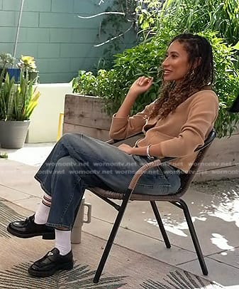 Elaine Welteroth’s brown cardigan and loafers on Today