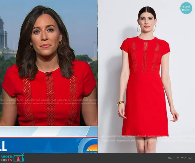 Elie Tahari Geo Lace Inset Dress worn by Hallie Jackson on Today