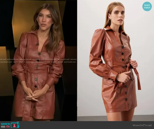 Marissa Webb Faux Leather Mini Dress worn by Adrianna Costa on Access Hollywood