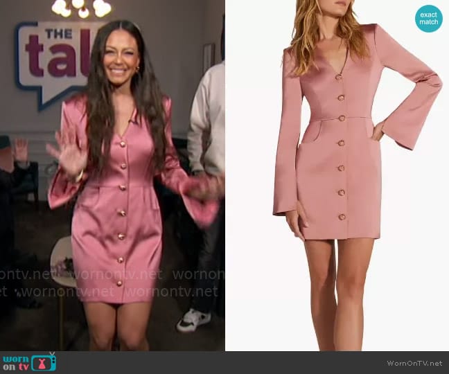 Favorite Daughter The Audrey Dress in Dusty Rose worn by Vanessa Lachey on The Talk