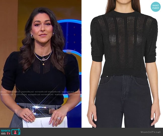 Frame Cashmere Pointelle Ribbed Sweater worn by Erielle Reshef on Good Morning America