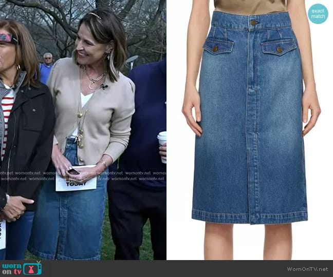 Frame The Vent-Front Denim Midi-Skirt worn by Savannah Guthrie on Today