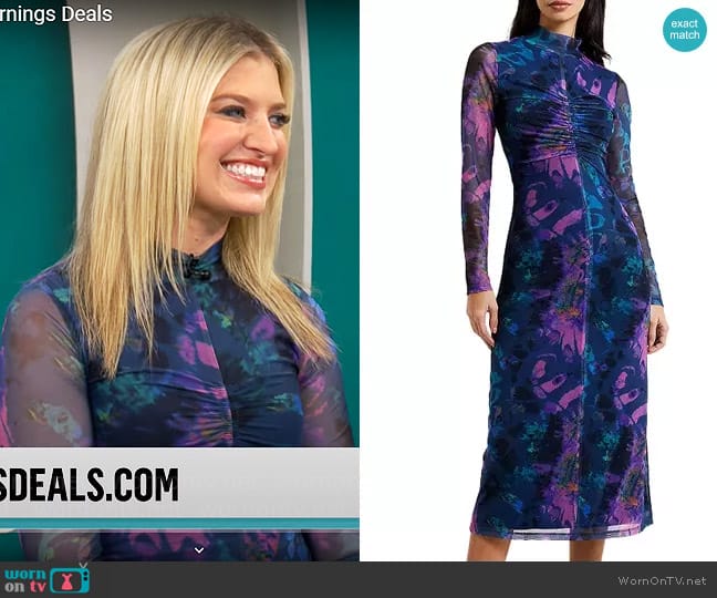 French Connection Toni Gabriella Mesh Midi Dress worn by Ashley Bellman on CBS Mornings