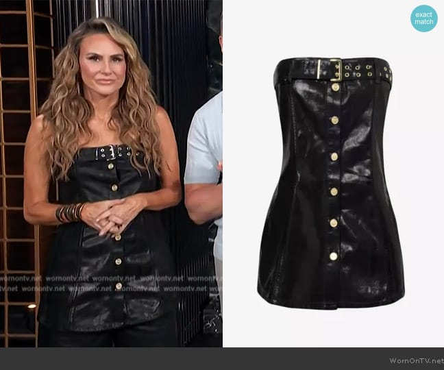 Ganni Corsage foiled organic-denim top worn by Keltie Knight on E! News