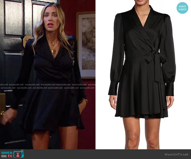 Gianni Bini Lara Satin Wrap Dress worn by Sloan Peterson (Jessica Serfaty) on Days of our Lives