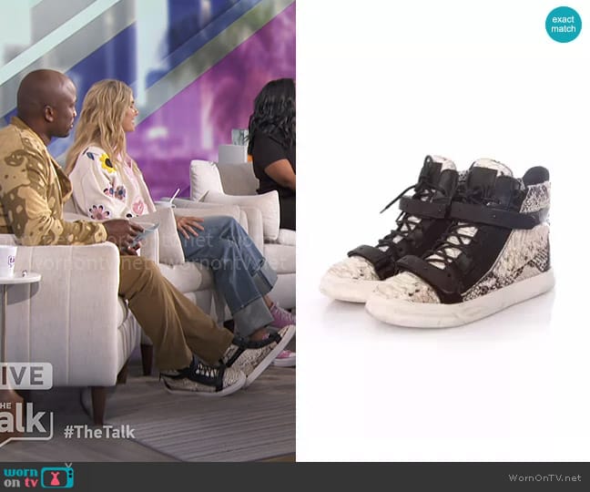 Giuseppe Zanotti Snake-Print High-Top Sneaker worn by Akbar Gbajabiamila on The Talk