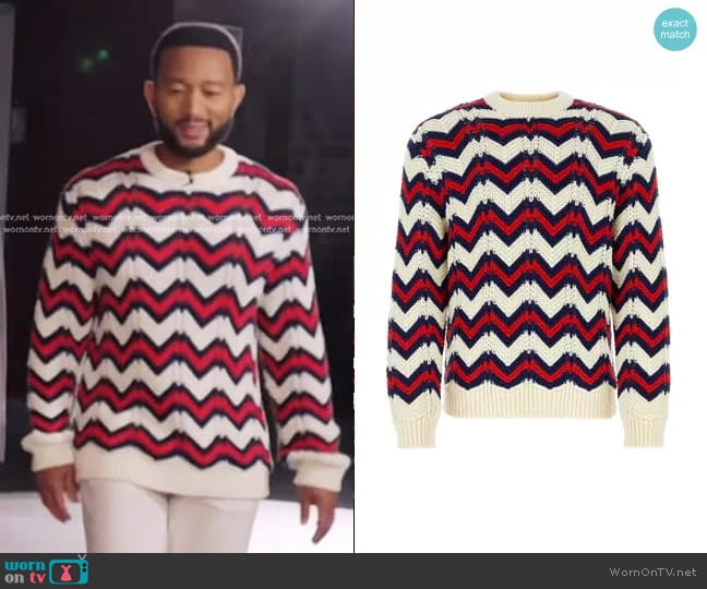 Gucci Chevron Knit Jumper worn by John Legend on The Voice