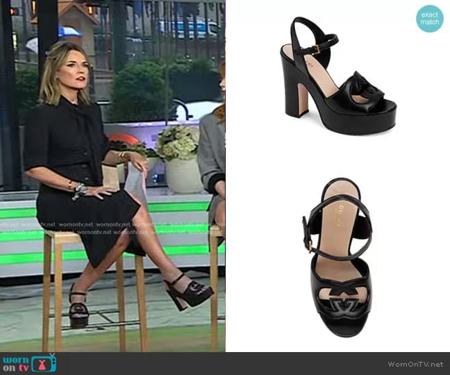 Gucci Cutout Platform Heeled Sandals worn by Savannah Guthrie on Today