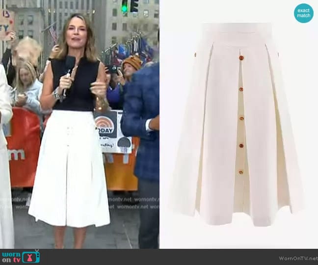 Gucci Pleated Flared Midi Skirt worn by Savannah Guthrie on Today