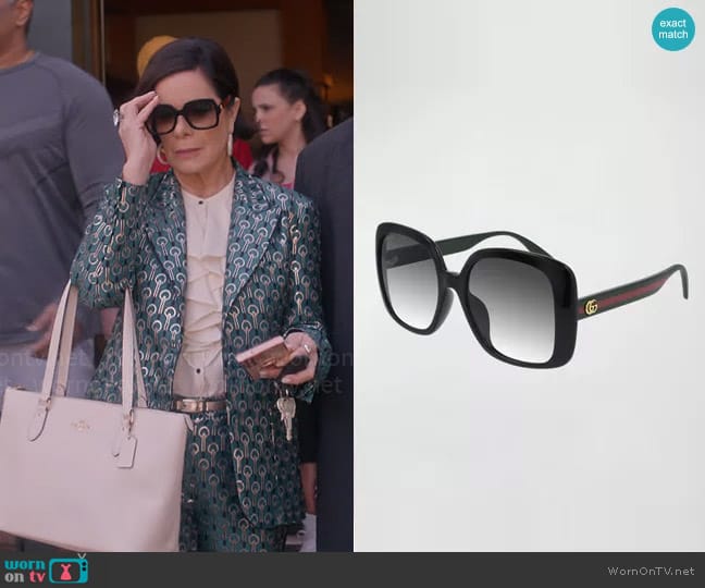 Gucci Square Web Arms Sunglasses worn by Margaret Wright (Marcia Gay Harden) on So Help Me Todd