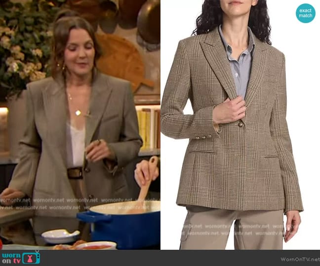 TWP Husband Plaid Wool Blazer worn by Drew Barrymore on The Drew Barrymore Show