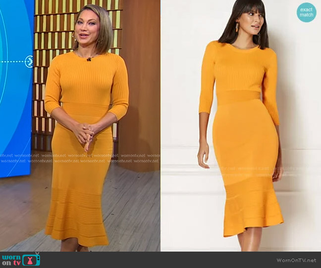 Ina Sweater Dress - Eva Mendes Collection by New York & Company worn by Ginger Zee on Good Morning America