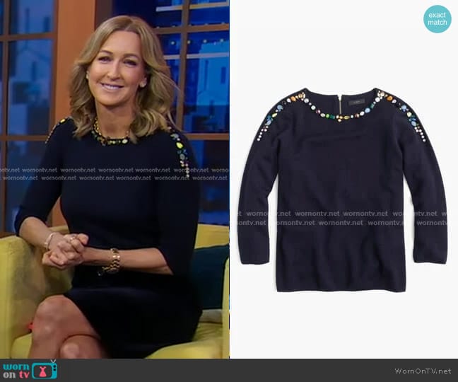 J. Crew Crew Neck Sweater worn by Lara Spencer on Good Morning America