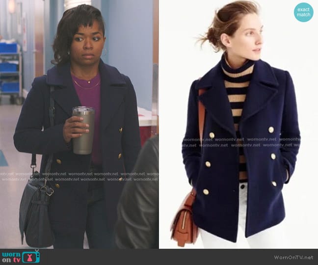 J.Crew Majesty Peacoat in Navy worn by Simone Griffith (Alexis Floyd) on Greys Anatomy