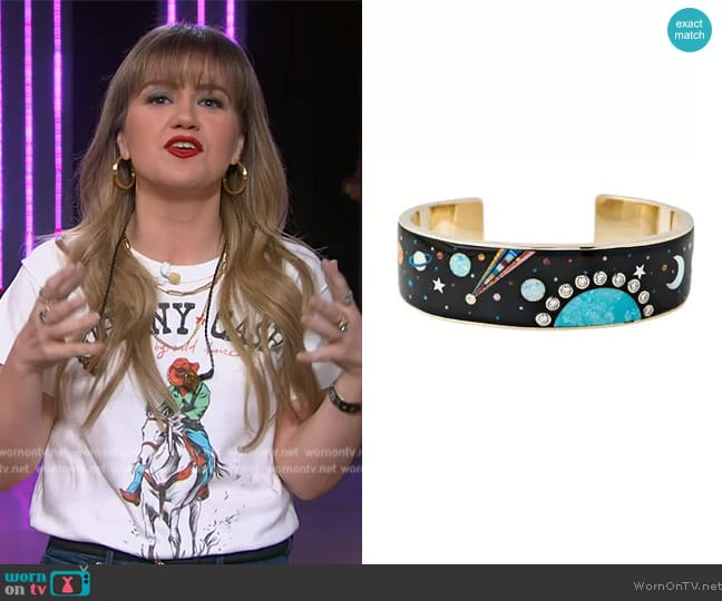 Jacquie Aiche Galaxy Diamond + Opal Inlay Cuff worn by Kelly Clarkson on The Kelly Clarkson Show