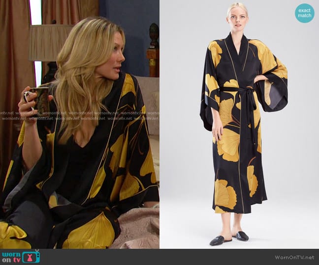 WornOnTV: Kristen’s black and yellow ginkgo print robe on Days of our ...