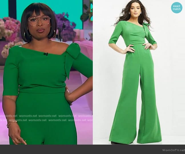 WornOnTV: Jennifer’s green bow shoulder dress on The Jennifer Hudson ...