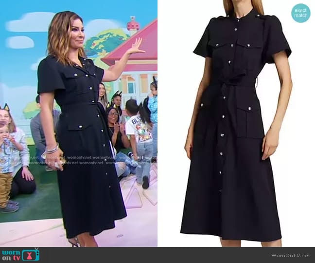 Derek Lam 10 Crosby Judy Utility Shirtdress in Midnight worn by Rebecca Jarvis on Good Morning America