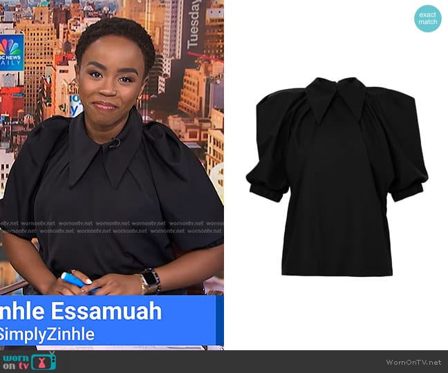 WornOnTV: Zinhle’s black collared puff sleeve blouse on NBC News Daily ...