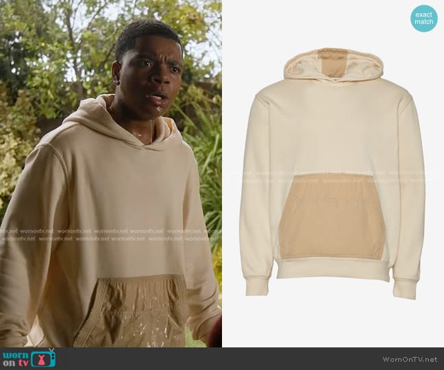 LCKR Mizuda Fleece Hoodie in Oat Milk/chalk worn by Harry Grant (Elijah M. Cooper) on 9-1-1