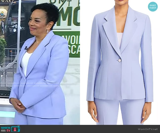 Lafayette 148 New York Notch Lapel Fitted Blazer in Wild Bluet worn by Sharon Epperson on Today