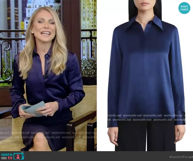 WornOnTV: Kelly’s blue blouse and skirt on Live with Kelly and Mark ...