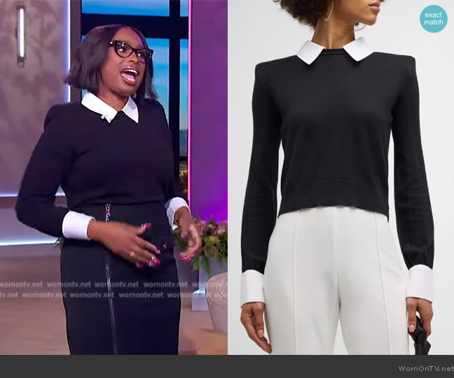 L'Agence April Poplin Collar Pullover worn by Jennifer Hudson on The Jennifer Hudson Show