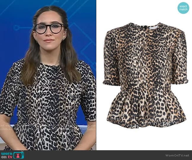 Ganni Leopard Print Blouse worn by Savannah Sellers on Today