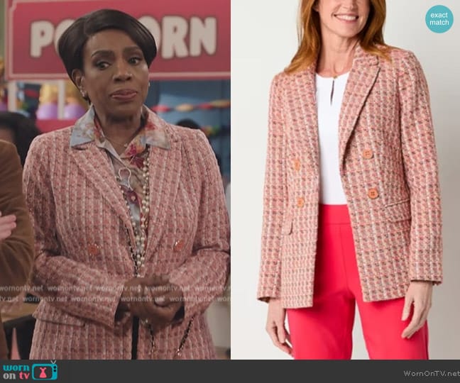 Liz Claiborne Regular Fit Double Breasted Blazer worn by Barbara Howard (Sheryl Lee Ralph) on Abbott Elementary