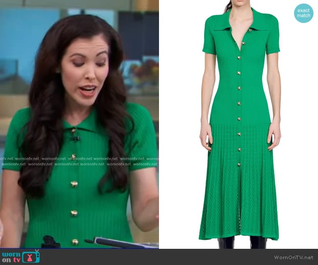 Sandro Lorel Short Sleeve Maxi Shirtdress worn by Ali Rosen on Good Morning America