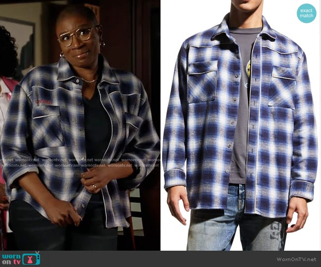 Lost Daze Tired of Earth Plaid Sport Shirt worn by Henrietta Wilson (Aisha Hinds) on 9-1-1