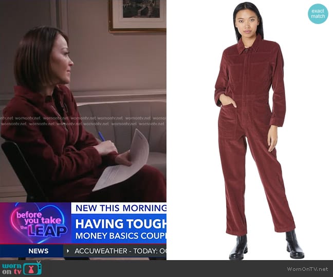 Madewell Straight Coverall in Veriegated Cord worn by Eva Pilgrim on Good Morning America