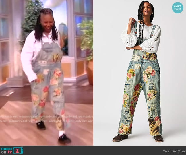 Magnolia Pearl Rose Embroidered Overalls worn by Whoopi Goldberg on The View