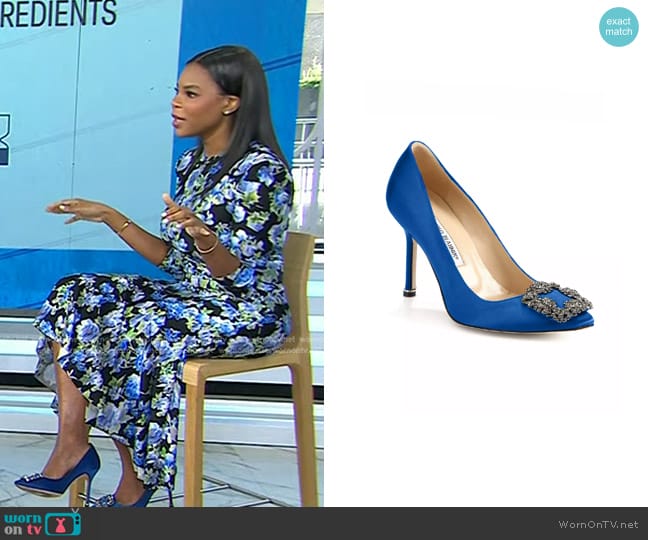 Manolo Blahnik Hangisi Crystal Buckle Pump worn by Dr. Michelle Henry on Today