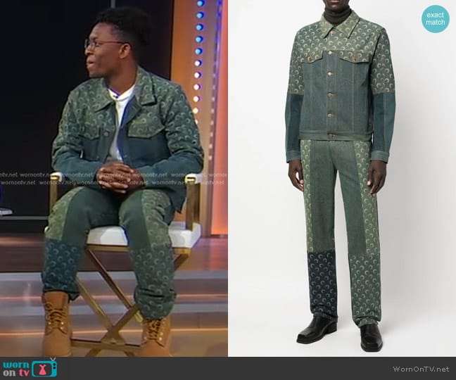 Marine Serre Moon Denim Jacket and Jeans worn by Breland on Good Morning America