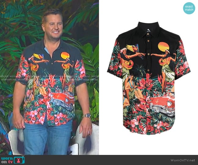 Mauna Kea All-Over Floral-Print Shirt worn by Luke Bryan on American Idol