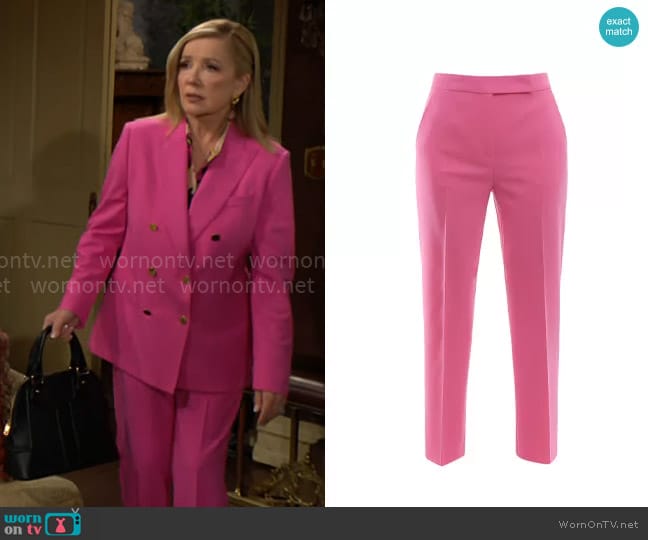 Max Mara Gemona Slim Fit Trousers worn by Nikki Reed Newman (Melody Thomas-Scott) on The Young and the Restless