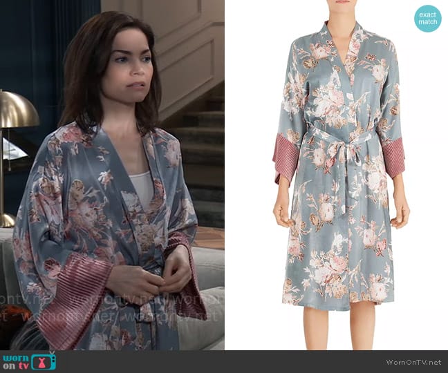 Midnight Bakery Floral Kimono Robe worn by Elizabeth Webber (Rebecca Herbst) on General Hospital