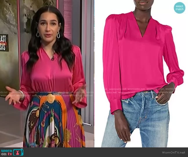 WornOnTV: Morgan’s pink blouse and print pleated skirt on NBC News